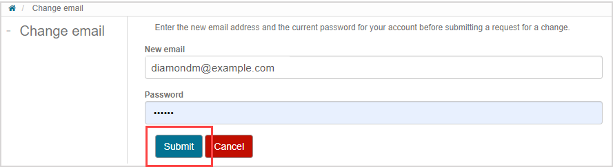 The "Submit" button is after the "Password" field.